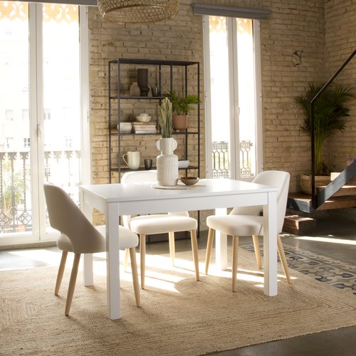 Odel mesa de comedor extensible rectangular 120/170 de madera blanca