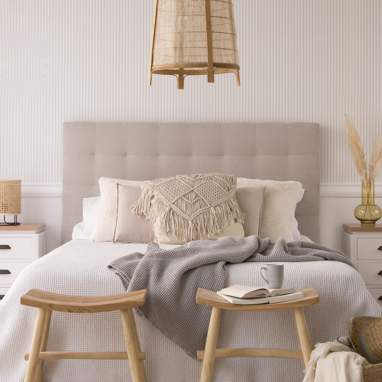 Neris tête de lit tapissée basic beige pour lit de 150 et 160
