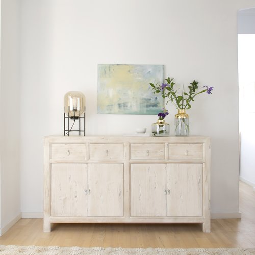Soho aparador de madera maciza de araucaria en color blanco decay
