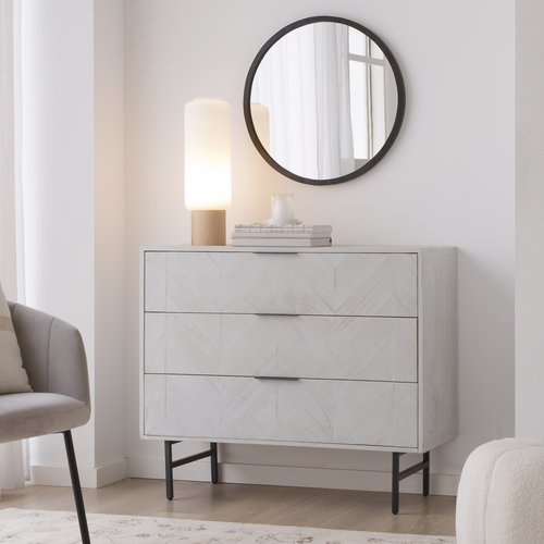 Enzo kommode aus holz und metall in weiss wild
