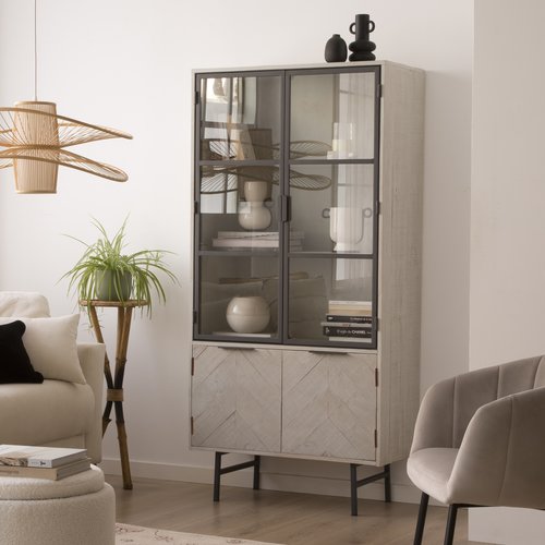 Enzo vitrina aus holz und metall farbe weiss wild