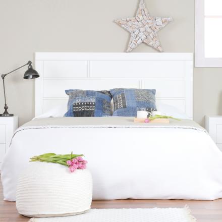 Sisal tête de lit en bois laqué blanc pour lit de 150 et 160
