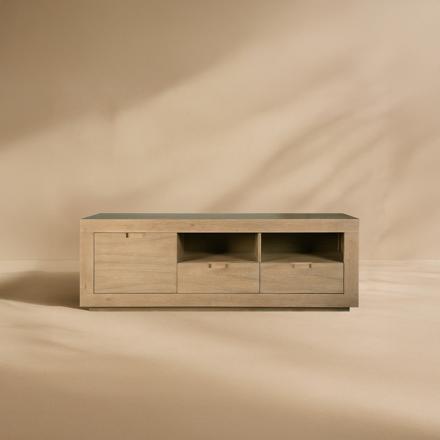 Sisal mueble tv de madera maciza de acacia