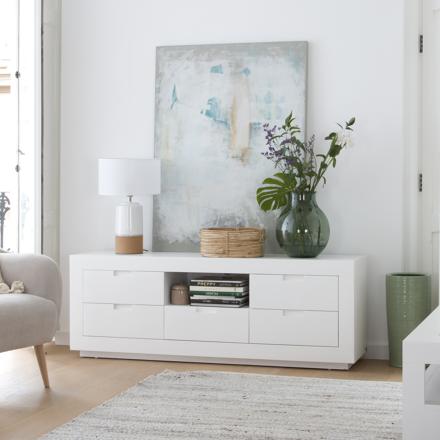 Avelin mueble tv blanco y natural