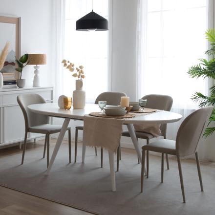 Didier oval extending dining table 160/200 in wood and metal white