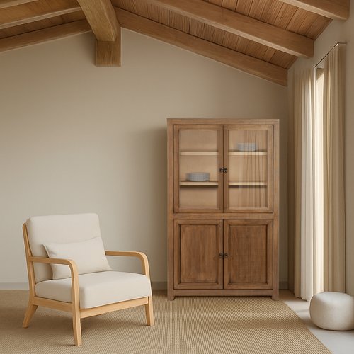 Tiber vitrina de madera maciza de araucaria