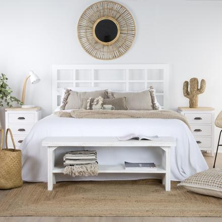 Tribeca cabeceira de madeira laqueada em branco para cama de 150 e 160