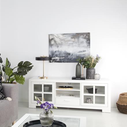 Tribeca meuble tv en bois laqué blanc