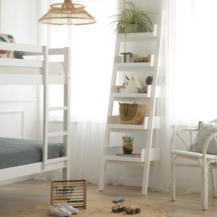 Bassay white wooden ladder shelf