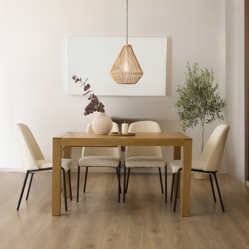 Gael mesa de comedor extensible rectangular 160/210 de madera maciza de roble