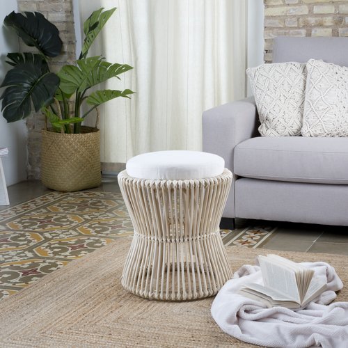 Pih escabel con cojín / mesa auxiliar natural