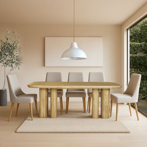 Venier mesa de comedor rectangular de madera maciza de mango