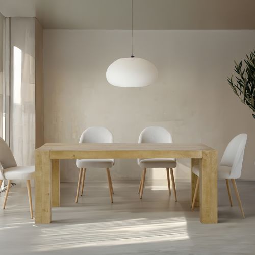 Lecler mesa de comedor rectangular de madera maciza de mango