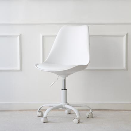 Christie white desk chair with casters