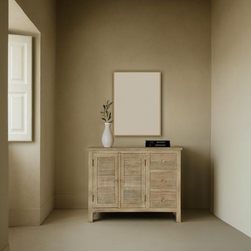 Zilara aparador de madera maciza tallada de mango de 110 cm